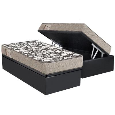 Conjunto Box Baú Solteiro Colchão Espuma Ortobom D26 Physical Ultra Resistente + Base Crc Suede Gray (88x188)