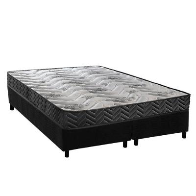 Conjunto Box Queen Colchão Espuma Paropas D45 Pasquale Wave Black + Base Crc Suede Black (158x198)