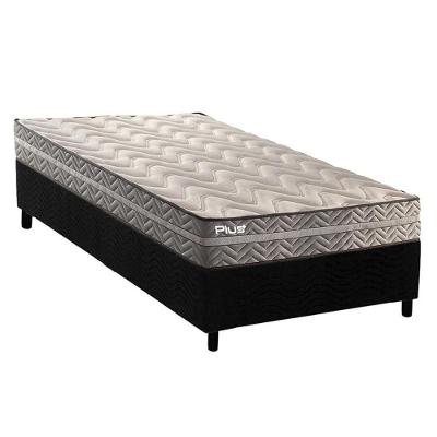 Conjunto Box Solteiro Colchão Espuma Paropas D45 Pasquale Plus Gray + Base Crc Suede Black (88x188)