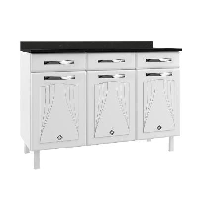 Balcão De Cozinha De Aço Triplo Telasul Star New C/ Tampo Branco