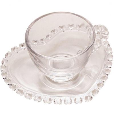 Xicara De Cafe Com Pires Cristal Coração 80 Ml - Lyor
