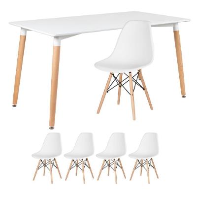 Mesa Retangular 80 X 140 Cm Branco + 4 Cadeiras Branco