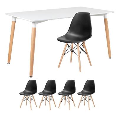 Mesa Retangular 80 X 140 Cm Branco + 4 Cadeiras Preto