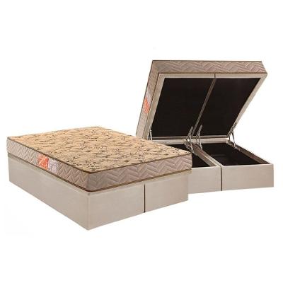 Conjunto Box Baú Queen Colchão Espuma Paropas D33 Pasquale Wave Clean + Base Crc Suede Clean (158x198)