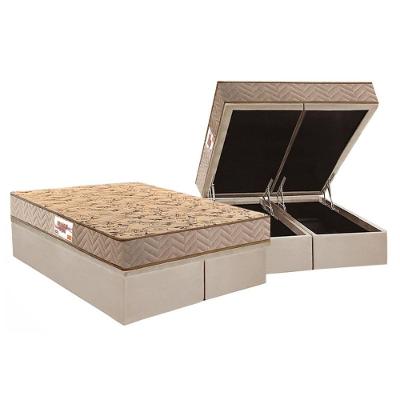 Conjunto Box Baú Queen Colchão Espuma Paropas Compact Ag 65 - D28 Royalle Clean + Base Crc Suede Clean (158x198)