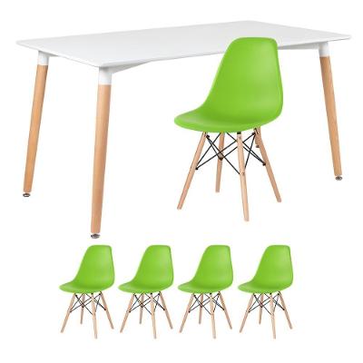 Mesa Retangular 80 X 140 Cm Branco + 4 Cadeiras Verde Claro