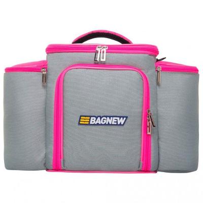 Bolsa Térmica 4 Potes - Cinza Com Rosa - Padrão: único