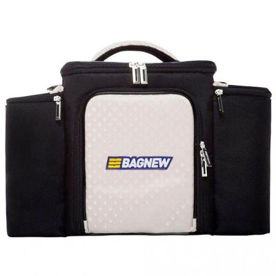 Bolsa Térmica 4 Potes - Preta Com Branco Fashion - Padrão: único