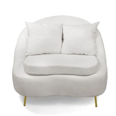 Poltrona Decorativa Orgânica Pé Ferro Dou Zaya Bouclê C05 Off White