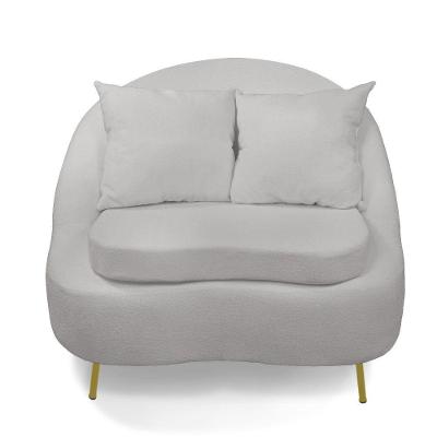 Poltrona Decorativa Orgânica Pé Ferro Dou Zaya Bouclê Cinza