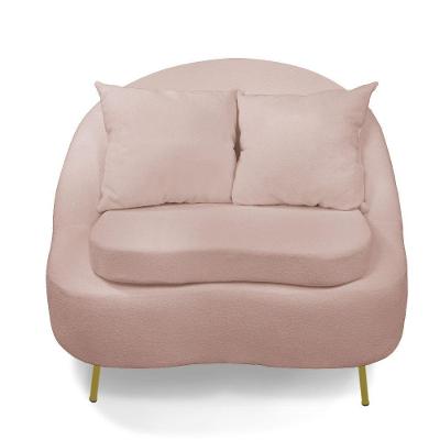 Poltrona Decorativa Orgânica Pé Ferro Dou Zaya Bouclê C05 Rose