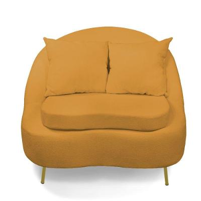 Poltrona Decorativa Orgânica Pé Ferro Dou Zaya Bouclê C05 - D\'rossi Cor Mostarda