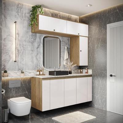 Conjunto Para Banheiro Kappesberg Celeste 7 Peças Nogueira/branco 160cm