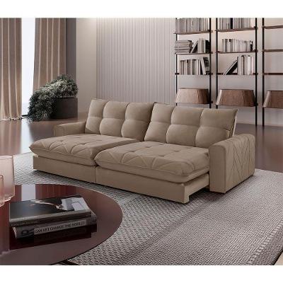 Sofá Firenze Veludo 02 Módulos De 120cm Meu Sofá Online B002 Veludo Capuccino
