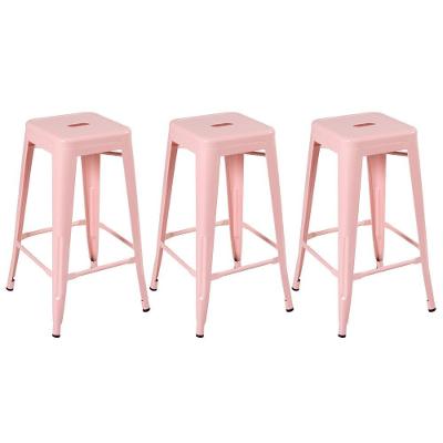 Kit 3 Banquetas Altas 76 Cm Rosa Antigo