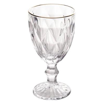 Taça De Água Com Filete Dourado Diamond Lyor 325ml - Vidro