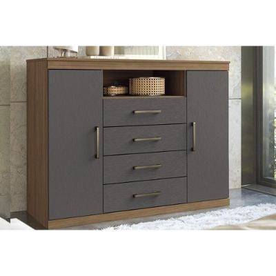 Cômoda De Quarto Master com 2 Portas 1 Nicho E 4 Gavetas Jatoba-grafitte - Santos Andirá