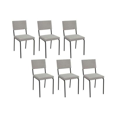 Cadeira Sala De Jantar Zaria 2c128 Kit 6 Un Preto Fosco-boucle Cinza A056 - Kappesberg