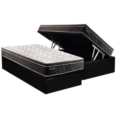 Conjunto Box Baú Solteiro Colchão Espuma Paropas Molas Extrapedic Olímpia + Base Crc Suede Black (88x188)