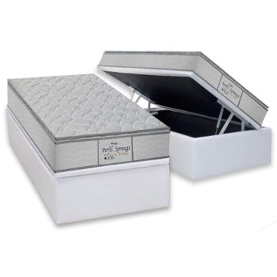 Conjunto Box Baú Solteiro Colchão Molas Probel Ensacadas Perfil Springs Premium White + Base Crc Courano White (88x188)