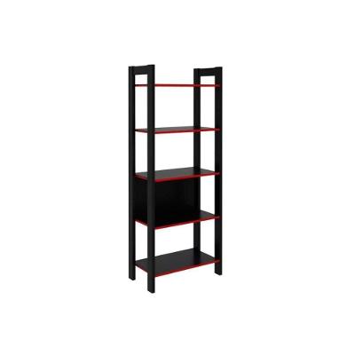 Estante De Livros Me4166 C/ 5 Prateleiras Preto/vermelho - Tecno Mobili