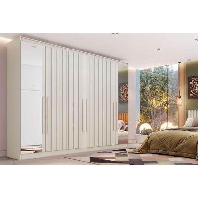 Guarda Roupa Casal 6 Portas (4 Ripadas E 2 C- Espelho) E 4 Gavetas Oxford Off White - Europa