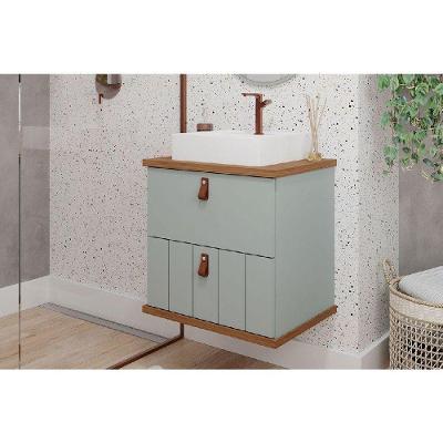 Gabinete De Banheiro Balcão Milano 1 Porta E 1 Gaveta Com cuba 60cm Pistache-freijo - Mgm