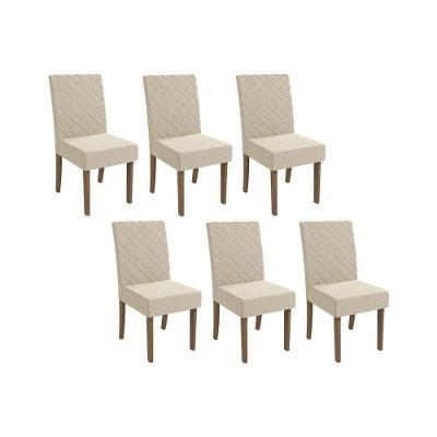 Cadeira Sala De Jantar 2cad133ng Kit 6 Un Nogueira-linho Bege A019 - Kappesberg