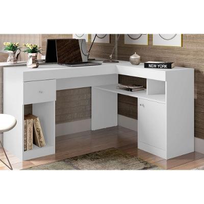 Mesa De Computador Nilo 1 Porta E 1 Gaveta Branco - Caemmun