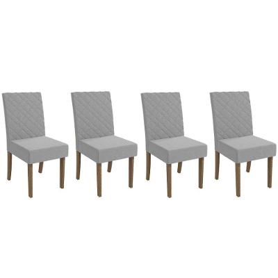 Cadeira Sala De Jantar 2cad133ng Kit 4 Un Nogueira-linho Cinza A056 - Kappesberg