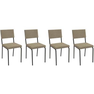 Cadeira Sala De Jantar Zaria 2c128 Kit 4 Un Preto Fosco-boucle Fendi A057 - Kappesberg