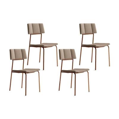 Cadeira Sala De Jantar Lou 1742 Kit 4 Uni Rose-linho Areia - Carraro