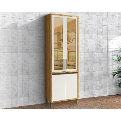 Paneleiro De Cozinha Cristaleira Tempranillo C- 4 Portas (2 C- Vidro Reflecta) 70x230cm Amendoa-off White - Ronipa