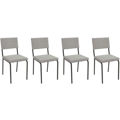 Cadeira Sala De Jantar Zaria 2c128 Kit 4 Un Preto Fosco-boucle Cinza A056 - Kappesberg