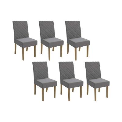 Cadeira Sala De Jantar 2cad133fr Kit 6 Un Freijo-suede Titanio A050 - Kappesberg