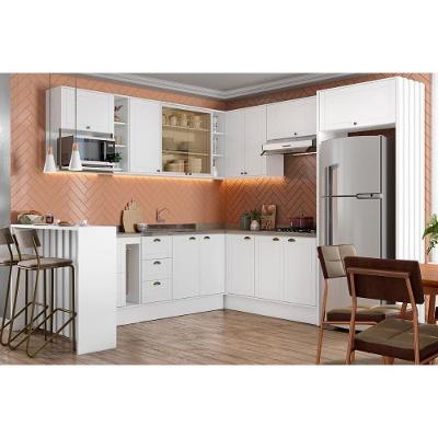 Cozinha Completa Bella 15 Peças (5aéreos+5balcões+1ilha+4complementos) C15p58 Branco - Carraro
