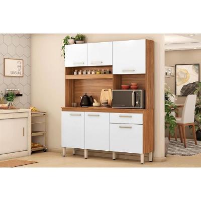 Kit De Cozinha Compacta álamo C- 6 Portas E 1 Gaveta 160cm Amendola-branco - Demóbile