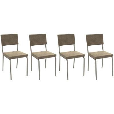 Cadeira Sala De Jantar Zaria 2c128 Kit 4 Un Niquel-bege A036 Suede Suede - Kappesberg