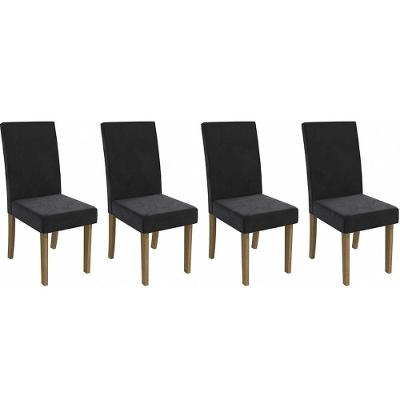 Cadeira Sala De Jantar 2cad131fr Kit 4 Un Freijo-suede Preto A038 - Kappesberg