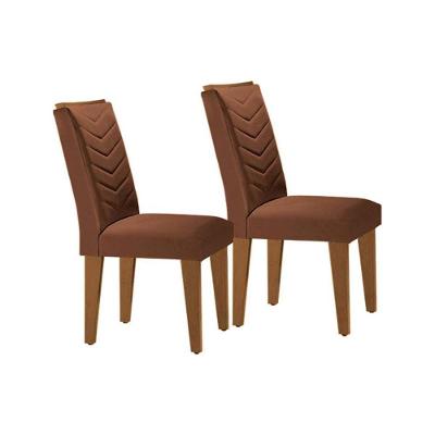 Kit 2 Cadeiras Sala Jantar Londrina 2 Un Madeira Capuccino-suede Marrom - Rufato