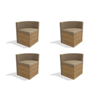 Kit 4 Cadeiras Sala Jantar 4cad800 4 Un Freijó - Assento-encosto Suede Bege Geométric - Kappesberg