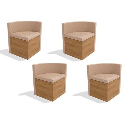 Kit 4 Cadeiras Sala Jantar 4cad800 4 Un Freijó - Assento-encosto Suede Bege Geométric - Kappesberg