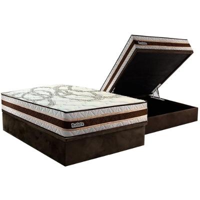 Conjunto Box Baú Casal Colchão Espuma Paropas Resiste Double Face Ag D45 + Base Crc Suede Brown (138x188)