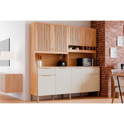 Cozinha Compacta Kit Concord C- 8 Portas E 2 Gavetas 200x206cm Amendoa-off White - Ronipa