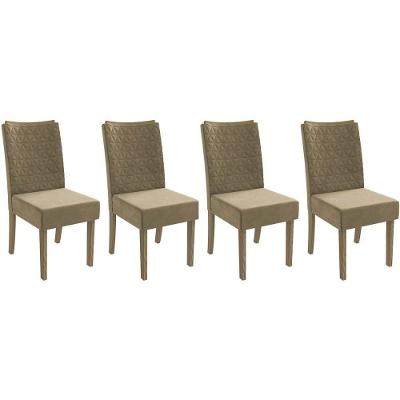 Cadeira Sala De Jantar 2cad129ng Kit 4 Un Nogueira-suede Bege A036 - Kappesberg
