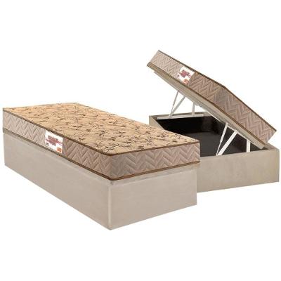 Conjunto Box Baú Solteiro Colchão Espuma Paropas Compact Ag 65 - D28 Royalle Clean + Base Crc Suede Clean (88x188)