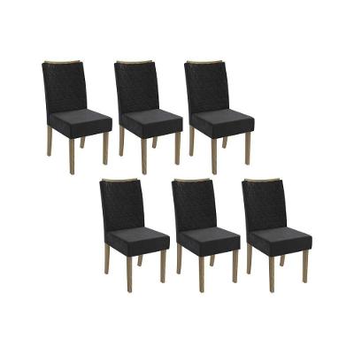 Cadeira Sala De Jantar 2cad129ng Kit 6 Un Nogueira-suede Preto A038 - Kappesberg
