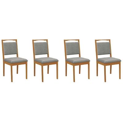 Cadeira Sala De Jantar Lina Kit 4 Un Carvalho-linho Cinza A031 - Kappesberg