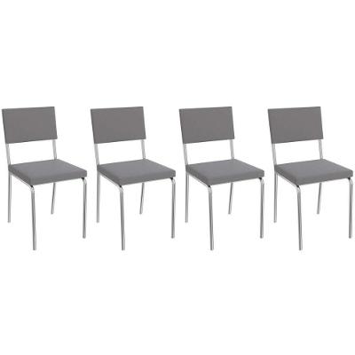Cadeira Sala De Jantar Zaria 2c128 Kit 4 Un Cromado-cinza A050 Suede Suede - Kappesberg