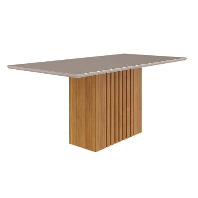 Mesa De Sala Jantar Ana C- Tampo C- Vidro 180cm Nature-off White - Cimol
